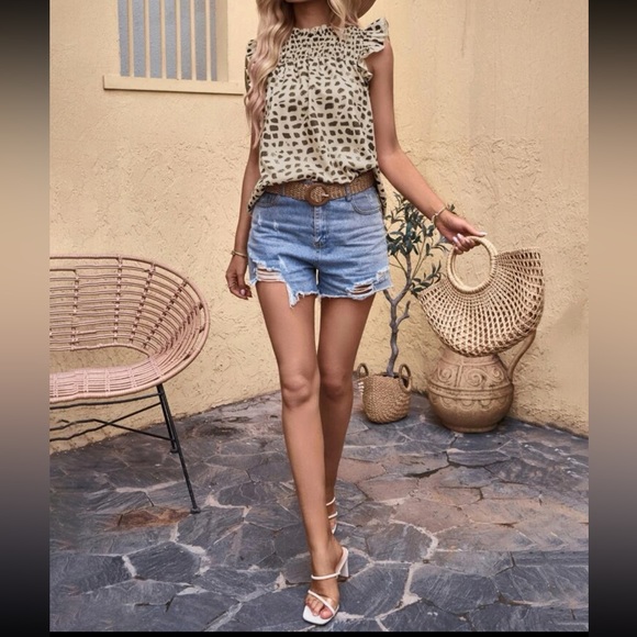 Boho print ruffle sleeve blouse - Picture 7 of 7